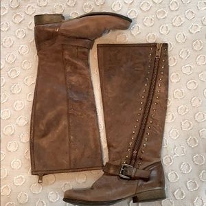 Ykk Tall Brown Leather Boots